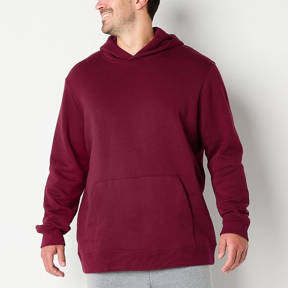 Xersion Big & Tall Quick Dry Cotton Fleece Mens Long Sleeve Hoodie Burgundy 2XL - Picture 1 of 10